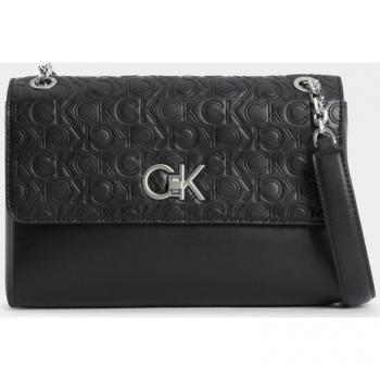 Calvin Klein Bolso de hombro negro con asa adicional y broche