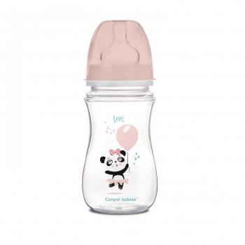 Canpol Babies EasyStart Exotic Animals Anti-Colic Wide Neck Baby Bottle 240ml Pink