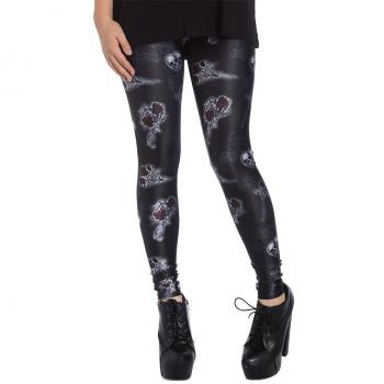 Alchemy X Hell Bunny Leggings o Mallas Elásticas Dark Valentine Estilo Gótico Punk - XS