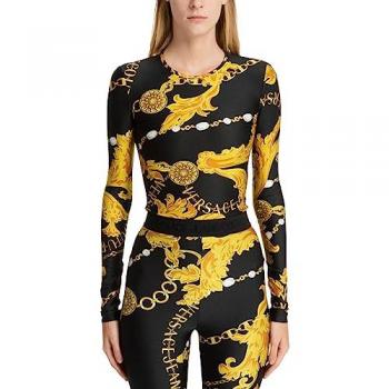 Versace Jeans Couture Black Stretch Fabric Bodysuit for Women - Size 40