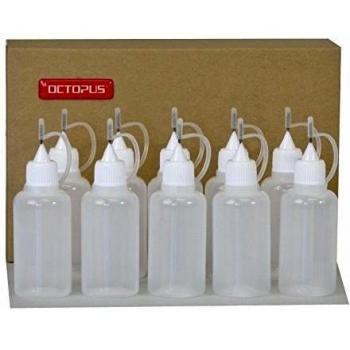 10 Botellas de recarga con aguja Octopus de 30 ml, botella para líquidos electrónicos para shishas electrónicas y cigarrillos electrónicos, aceites, tintas y pegamentos, botellas vacías de plástico LDPE para evaporadores / Depósitos / claromizador 