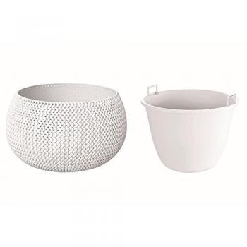 Maceta Redonda Splofy Bowl con Depósito de Plástico en Antracita 29x29x19 cm