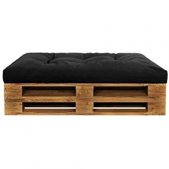 Black Garden Seat Cushion 120x80x12 cm Fabric