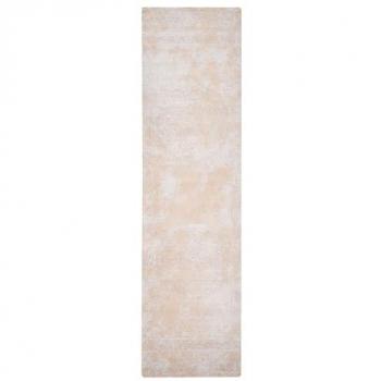 Alfombra Runner Beige de Algodón 80 x 300 cm Estilo Oriental Vintage con Efecto Envejecido