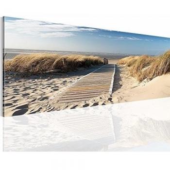 Playa decoración de la pared mesa y mar - 100 x 40 cm Vista de impresión en lienzo Salón Apartamento - listo para colgar - 604012th