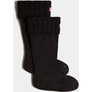 Hunter Unisex 6 Stitch Cable Tall Boot Socks - Black