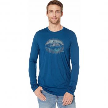 SmartWool Merino Sport 150 Mountain Aurora Long Sleeve Camiseta, Hombre, Alpine Blue, Extra-Large