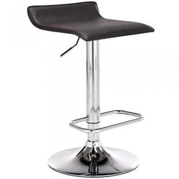 Taburete de Bar Dyn Ajustable en Altura 60-80 cm, Giratorio 360°, en Piel Sintética, Color Marrón