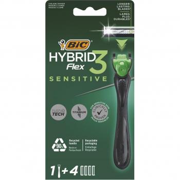 Maquinilla de Afeitar BIC Hybrid 3 Flex Sensitive con 4 Recargas