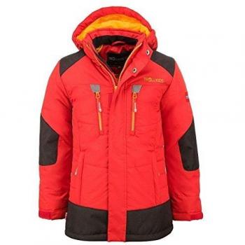 Trollkids Parka Infantil de Invierno con Forro Polar y Chaqueta de Esquí Narvik, Color Rojo/Suns Amarillo Talla 4 años