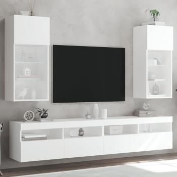 Mueble para TV con luces LED 2 piezas Blanco 40,5x30x90 cm