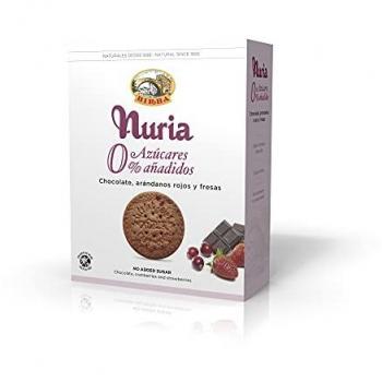 Galletas Nuria 0% Azúcares con Chocolate, Arándanos Rojos y Fresas 140 g
