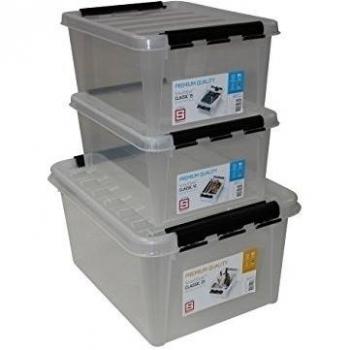Orthex 3151531 Juego de 3 Clipbox Smart Store Classic 2 x 15 y 31 Caja Plástico 50 x 39 x 30 cm), transparente