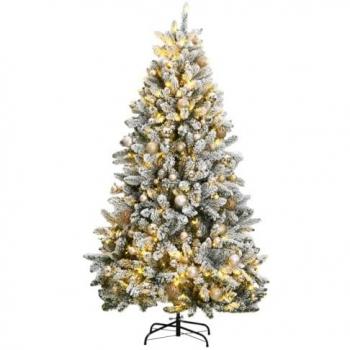 vidaXL Artificial Hinged Christmas Tree 300 LEDs & Ball Set 180 cm