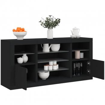 Armario aparador con luces LED negro 142,5x37x67 cm