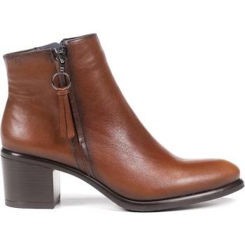 Dorking by Fluchos Mujer Botines D8606-SU de Piel Marrón Claro con Tacón y Cremallera Lateral