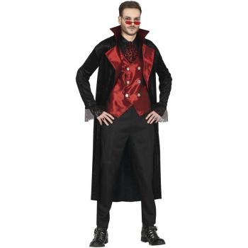 Disfraz de Vampiro Maligno con chaleco rojo para hombre