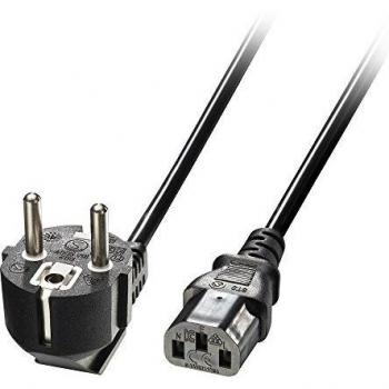 LINDY 30335 Cable de Alimentación Schuko a C13 Acodado, Negro, 2 metros, Enchufe tipo F (CEE 7/4) a C13 Acoplador