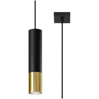 Lámpara de Techo LOOPEZ 1 Negro GU10/Dorado Suspensión Diseño Steel Gold 1 Bombilla LED 100cm