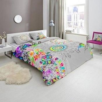 HIP -  Funda nórdica y fundas de almohada, 100%  algodón/satén flores de edredón, multicolor