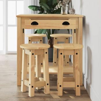 Conjunto de barra de madera de pino sólido de 5 piezas - Set de bar 5 piezas madera maciza de pino Marrón