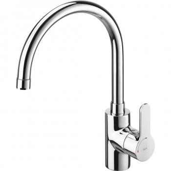 Grifo de cocina monomando alto curvo Roca Atis con sistema Cold Start cromado
