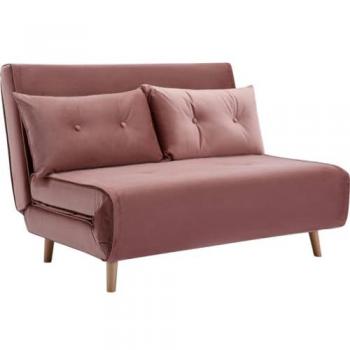 Sofá cama de 2 plazas de terciopelo rosa empolvado URIBIA
