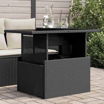Mesa de jardín en vidrio negro 100x55x73 cm Polyrattan
