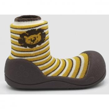 Attipas - Patucos de bebé niño amarillo y marrón.