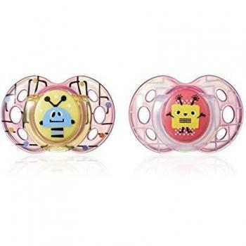 Tommee Tippee Fun Style Soothers, Symmetrical Orthodontic Design, BPA-Free Silicone, 6-18m, Pack of 2 Dummies