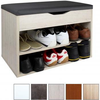 RICOO Banco Zapatero con Asiento 60 x 42 x 30 cm Mueble recibidor Roble Claro – Organizador Zapatos WM032-EP-A