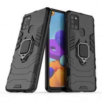 Max Power Digital Funda Magnética Negra con Anillo para Móvil Samsung Galaxy A21S - Carcasa Magnética Antigolpes Resistente Rígida Dura con Tecnología de Absorción de Golpes, Soporte para Ver Multimedia