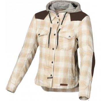 Macna Chaqueta textil de moto con capucha para mujer Inland Beis-Marrón, talla L
