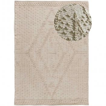 Alfombra Étnica de Algodón Reciclado Beige con Relieve 160x230 cm