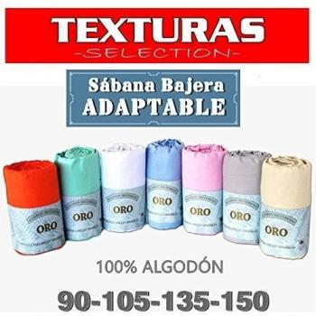 Sábana Bajera Ajustable 100% Algodón Texturas Oro Cama 135