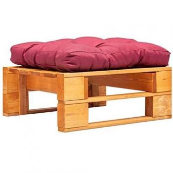 Sofá de jardín de palets con cojín rojo madera marrón miel