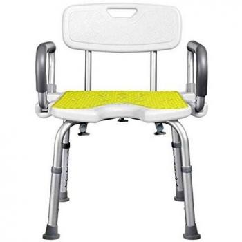 Qivor Taburete de Ducha de Aluminio de Altura Ajustable Silla de baño giratoria, Taburete Auxiliar for Ancianos
