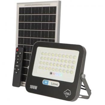 Foco Proyector LED Solar Milan 100W con Mando a Distancia, Luz Fría 6000K, Regulable, IP65, Batería de 10.000 mAh y Cable de 2.10M