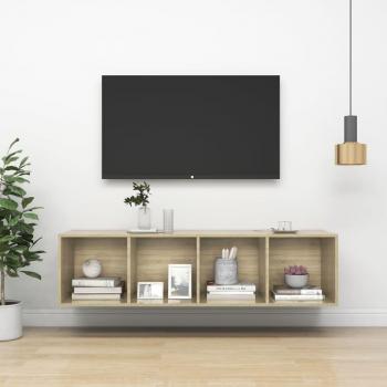 Mueble de TV pared contrachapada color roble Sonoma 37x37x142,5 cm