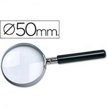 Liderpapel Lupa Cristal Aro Metálico Mango Negro Diámetro 50 MM