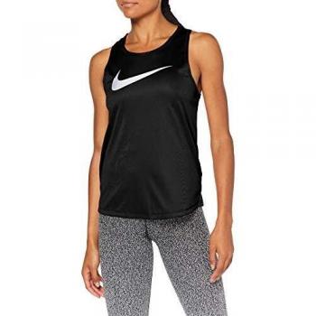 NIKE W Nk Swoosh Run Tank Camiseta sin Mangas, Mujer, Black/White, XL