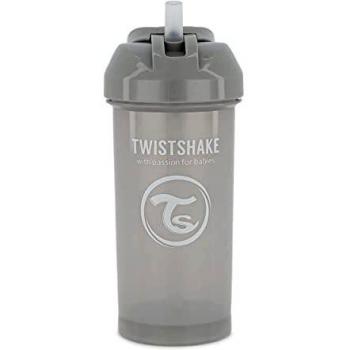 Twistshake Straw Cup Vaso de Aprendizaje para Beber con Antiderrame Boquilla con Silicona Pajita 360 ml, Taza de Entrenamiento para Sorber para Bebé, Sin BPA, 6 + Meses, Gris Pastel