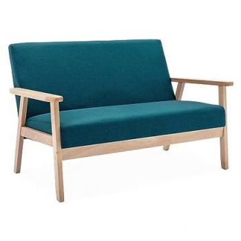 Sofá-banco de madera y tela Isak, 2 plazas, dimensiones 114x69.5x73 cm