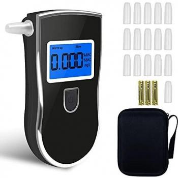 Flyhood Alcoholimetro, Profesional Portátil de Alcohol Sensor Semiconductor Probador con Pantalla LCD y 16 Boquillas, Resultados Rápidos
