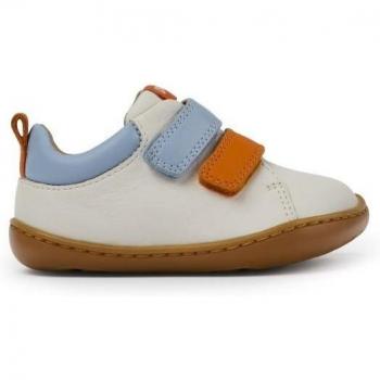 Camper Peu Natural Leather Baby Sneakers with Velcro Closure - Size 21