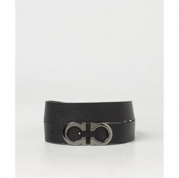 Salvatore Ferragamo Men's Reversible Leather Belt with Double Gancini Buckle - Black - Size 95 cm