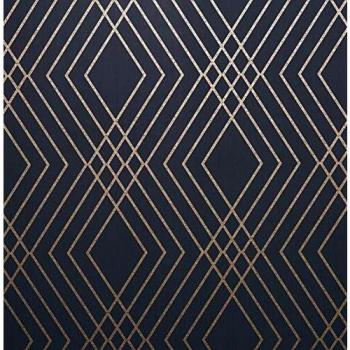 Fine Décor FD42605 Shard Trellis Navy/Gold Wallpaper