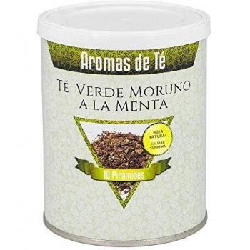 Aromas de Té - Té Verde Moruno a La Menta - China Gunpowder con Pipermint y Aroma Natural de Menta - Sabor a Hierbabuena - Infusión Natural - En Bolsitas - 10 Pirámides