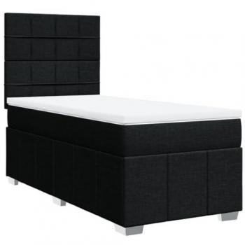 Cama box spring con colchón negro 80x200 cm en tela