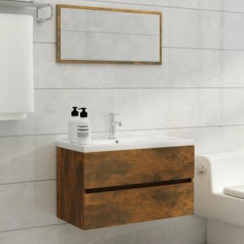 Set de muebles de baño 2 piezas en madera contrachapada de roble ahumado